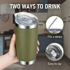 Vaso Térmico de Acero Inoxidable de 20oz con Tapa Duradera con Recubrimiento en Polvo y Popote, Taza de Viaje con Aislamiento al Vacío de Doble Pared - Product Image 2