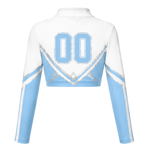 Maillot de cheerleading sublimé bleu clair et blanc à manches longues – Tenue de sport athlétique pour l'entraînement, la pratique et la compétition - Product Image 2