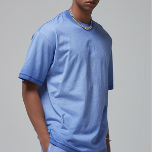 เสื้อยืดคอกลมโอเวอร์ไซส์ราคาถูกสำหรับผู้ชาย/ผู้หญิง รุ่นใหม่ ขายดี เสื้อยืดวินเทจสไตล์ย้อมสีเอซิดพร้อมกางเกงขาสั้นสำหรับผู้ชาย - Product Image 3