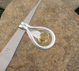 Pendentif en Citrine Naturelle, Argent Sterling 925 Plaqué Platine, Collier Jaune Véritable Vintage, Pierre de Naissance de Novembre, Bijou Fin - Product Image 2