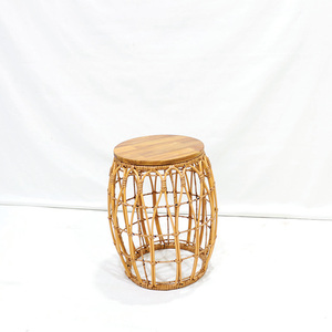 Top Rated Drum Shape Garden End <b>Table</b> - Sturdy <b>Iron</b> Frame Waterproof Acacia Wooden Surface - Product Image 4