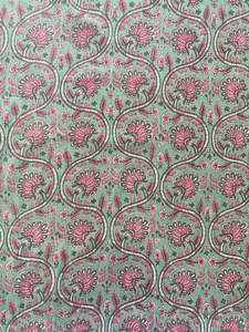 ผ้าคอตตอนพิมพ์ลายดอกไม้สีชมพูลายดอกไม้สีเขียวรูปปลาแซลมอนสีเขียวกลางชาสำหรับผู้หญิง - Product Image 4