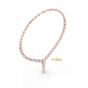 Collar con Colgante de Diamantes Chapado en Platino para Mujer, Cadena de Eslabones de Plata de Ley, Diseño Moderno y Audaz, para Compromiso, Boda, Fiesta - Product Image 2