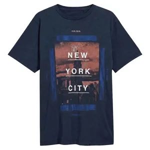 T-shirt en coton à manches courtes pour homme, coupe classique, imprimé New York City, col rond, design streetwear décontracté, logo sur le devant - Product Image 2