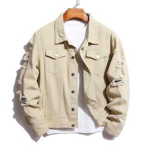 Dernières tendances en matière de vestes en jean pour hommes, manches longues, denim clair, vestes en jean avec logo personnalisé - Product Image 2