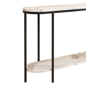 Consolle a 2 livelli stretta con ripiani portaoggetti, effetto marmo, per ingresso o soggiorno - 40085878 - Product Image 4