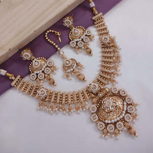 Gold Plated Pota Stone and <b>Pearls</b> Necklace <b>Set</b> 11714366WH Exquisite Fine Jewelry <b>Set</b> - Product Image 1