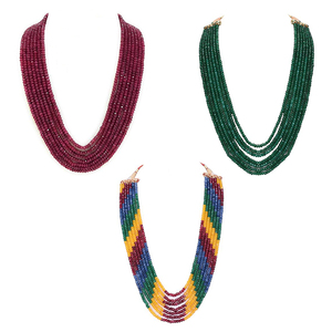 Wholesale Natural Gemstone 7 Liners Beaded <b>Necklace</b> Set <b>Ruby</b>, Emerald & Multi-Color Bead <b>Necklace</b> Combo Pack | Handmade Jewelry - Product Image 1