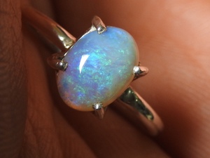Solid Australian <b>Opal</b> Classic <b>Ring</b>-Multi Fire 925 Sterling Silver Prong Setting-Third-Party Certified October Birthstone 6.5US - Product Image 3