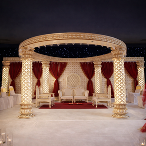 Magnífico Mandap de Boda, Compre un Juego de Seis Pilares de Fibra para Mandap de Boda, Fabricante de Mandaps de Boda Indios, Decoración de Boda de Lujo Tallada - Product Image 4
