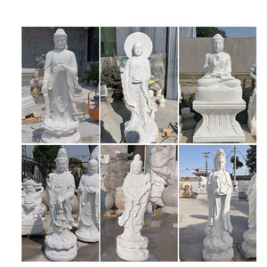 รูปปั้นพระโพธิสัตว์กวนอิมแกะสลักด้วยมือจากหินอ่อนสีขาว เป็นมิตรกับสิ่งแวดล้อม สไตล์เอเชีย เหมาะสำหรับสวนวัด ขนาดเท่าคนจริง ใช้ตกแต่งอพาร์ทเมนต์หรือกลางแจ้ง - Product Image 3