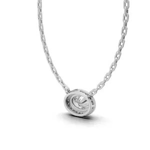 Collar con Colgante de Diamante Cultivado en Laboratorio con Halo Redondo y Ovalado, Círculo de Sueños, en Oro Blanco de 18K, 15 Piezas de Diamantes - Product Image 1