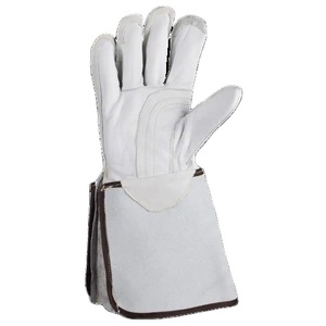 Gants de soudage TIG de hockey Gants résistants aux étincelles de pompier en cuir fendu de grain de vache pour la protection des mains et des bras - Product Image 1