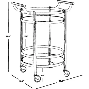 Ceramic Eco-Friendly American Style Round <b>Bar</b> Cart with Glass <b>Shelves</b> and Wheels for Modern Home Dining and Party Use - Product Image 4