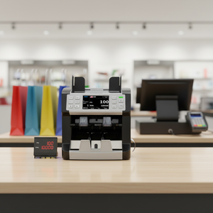 Compteur de billets P200 <span class=keywords><strong>1</strong></span>+<span class=keywords><strong>1</strong></span> avec trieur de pochettes, écran tactile, imprimante intégrée, qualité professionnelle, écran LCD TFT 3,5 pouces, détection automatique de devises - Product Image 5