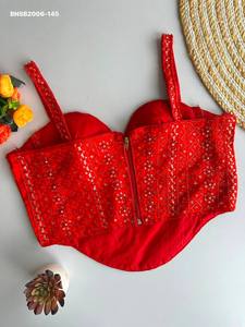 Party Wear Good Quality Fabric with Sequence Embroidery & <b>Beads</b> work Corset Style Spaghetti Blouse Indian Exporter Woman Fashion - Product Image 5