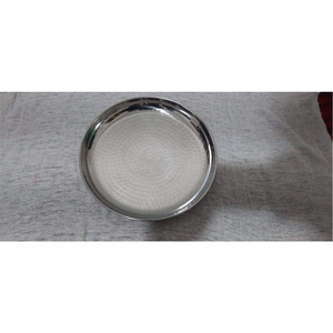Plateau de service rond en métal martelé, plat décoratif en acier inoxydable, plateaux de table basse de luxe, assiette de traiteur pour mariage en gros - Product Image 1