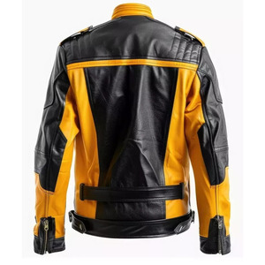 Blouson d'hiver personnalisable en cuir véritable pour homme, style motard vintage en cuir de vachette vieilli avec épaules matelassées, coupe moto - Product Image 2