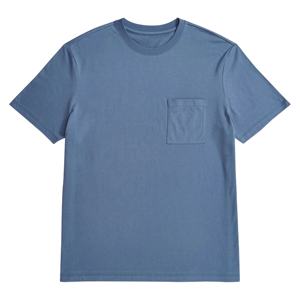 T-shirt solide à poche basique pour hommes, manches courtes, col personnalisé, couleur 100% coton, vente en gros de haute qualité, prix raisonnable, tricoté - Product Image 5