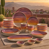 Collection de vaisselle en mélamine aspect grès, motif moucheté neutre, pour restaurants et hôtels modernes
