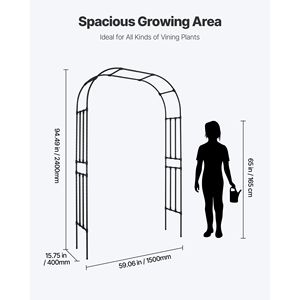 Arco da Giardino in Metallo 94.5 X 59 X 15.8, Robusto Traliccio da Esterno, Pergola Facile da Montare 94.5 (H) X 59 (L) X 15.8 (P) - Product Image 5