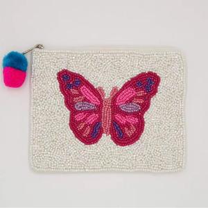 En gros, Mini porte-monnaie porte-clés transparent en PVC avec perles florales, style Ins, couleur unie, pour rangement de pièces de monnaie et cartes, avec boule en résine - Product Image 3