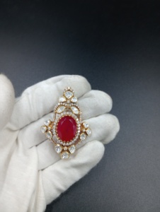 Bijoux Amaira, pendentif vintage plaqué or argent, design classique, cristal rouge, strass, fleur, bijoux de mariage pour femmes, mode - Product Image 1
