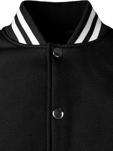 Chaqueta Varsity en Bloques de Color Blanco y Negro, Cuello Alto, Botones a Presión, Estilo Deportivo de Béisbol - Product Image 5