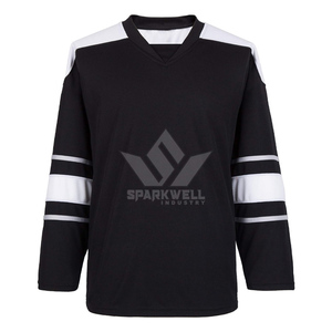 เสื้อฮอกกี้น้ำแข็งสีดำสำหรับผู้ชาย Sparkwell Industry แขนยาว คอวี ผ้าโพลีเอสเตอร์ซับเหงื่อ ระบายอากาศได้ดี ทรงปกติสำหรับผู้ใหญ่ - Product Image 1