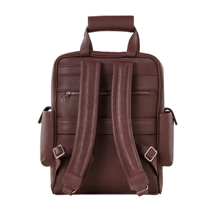 Unisex Personalized Brown Leather Roll Top <b>Backpack</b> Zipper Hasp Closure <b>Travel</b> Laptop <b>Bag</b> Fashion Waterproof Great - Product Image 2