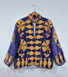 Multi Color Indian Suzani <b>Velvet</b> Winter <b>Jacket</b> Embroidered Handmade Short Festival Coat Ethnic Bohemian Outerwear Winter <b>Jacket</b> - Product Image 1