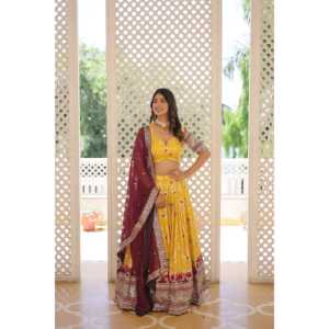 Lehenga choli & dupatta ผ้าแจ็คการ์ดวิสคอสบริสุทธิ์ - Product Image 4