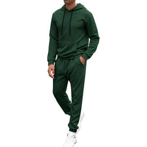 Ensemble de survêtement pour homme en coton mélangé, tissu respirant, coupe ajustée, veste à capuche, pantalon élastique, confortable, décontracté, pour la gym, le sport, la course à pied - Product Image 2