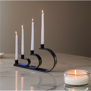 Support de bougie moderne en métal doré en forme d'étoile, bougeoir en verre pour bougies chauffe-plat, centre de table géométrique pour la maison et les mariages - Product Image 5