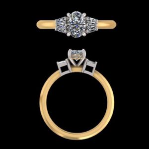 Anillo de Compromiso con Diamante Ovalado de 0.94 Quilates, Oro de 18k y 14k en Dos Tonos, Banda de Boda con Piedras Laterales en Forma de Baguette, Joyería Fina para Mujer - Product Image 2