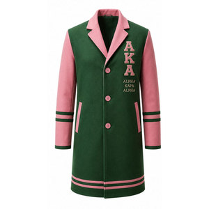 Alfa |   Chaqueta de carreras para mujer Aka Sorority, estilo universitario con letras, abrigo tipo biker con botones, ropa griega - Product Image 2