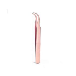 Nouvelles Pinces à Épiler Tendance en Promotion pour Isolation des Cils, à Pointe Courbe en Acier Inoxydable, Personnalisables avec Pointe en Fibre pour Extensions de Cils - Product Image 1