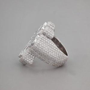 Flower Shape Cocktail <b>Ring</b> Women's Rhodium Plated 925 <b>Silver</b> Diamond Micro Pave Glam Style Gift Jewelry - Product Image 2