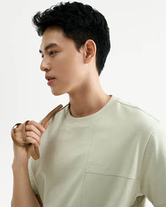 T-shirt en maille à manches courtes pour homme, couleur unie, 100 % coton, coupe classique, fabrication vietnamienne éco-responsable - Product Image 5