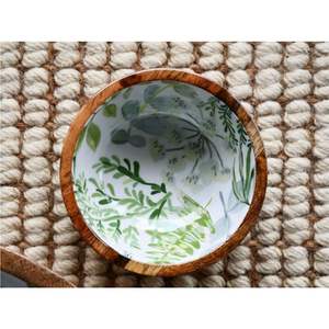 Vente en gros de bols en bois émaillé durables, motif bleu Shibori, bol décoratif pour fruits, plats de service en bois naturel pour restaurant - Product Image 6