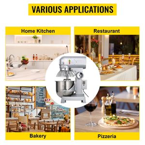 Impastatrice Commerciale 30Qt 1100W con 3 Velocità 105/180/408 RPM, Robusta, 110V, Ciotola in Acciaio Inox, Ganci per Impasto e Frusta - Product Image 2
