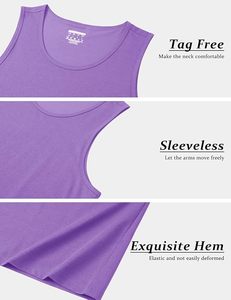 Men's Purple Sleeveless Tank Top Solid Color O-Neck Quick Dry Knitted Muscle <b>Vest</b> Casual Style - Product Image 4