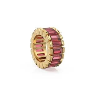Cuentas de oro de 14k con granate rojo baguette / Cuentas de granate rondelle / Cuentas de granate europeas / Espaciador de granate de oro macizo - Product Image 1