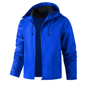 Chaqueta Cortavientos Negra para Hombre con Cierre de Cremallera, Corte Regular, Ropa Casual para Exteriores, Temporada de Otoño, 100% Algodón, Anti-UV, Ecológica - Product Image 2