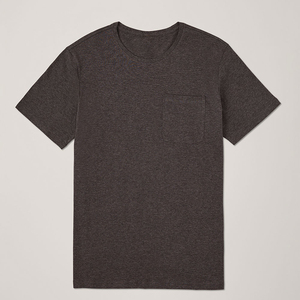 T-shirt en coton uni pour homme avec poche poitrine, coupe classique, manches courtes, col rond, jersey décontracté, une poche - Product Image 1