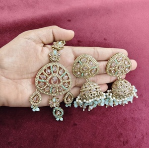 Pendientes de Araña de Aleación Chapados en Oro con Piedras y Perlas, de Alta Calidad, Estilo Étnico Tradicional, Certificados por Terceros, Regalo para Mujer - Product Image 6