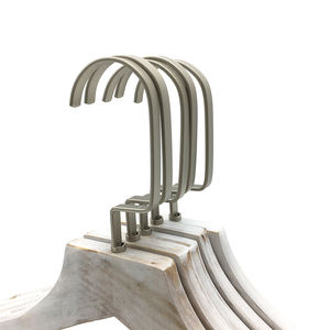 Antique white wooden <b>hangers</b> Stainless steel hook <b>hangers</b> Custom logo clothing <b>hangers</b> Minimalist design <b>hangers</b> - Product Image 2