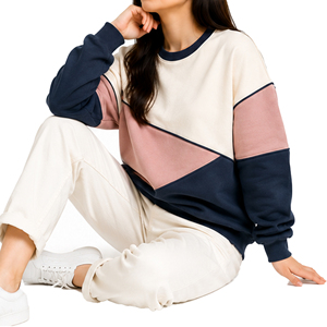 Sweat-shirt color block pour femme en gros, pull molletonné personnalisé à col rond, décontracté, sportif, broderie 3D, fabricant de vêtements OEM - Product Image 4