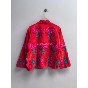 Chaqueta de terciopelo indio con bordado uzbeco Suzani y forro interior de algodón, abrigo para mujer para fiestas. - Product Image 6