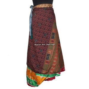 Nueva Falda Larga de Seda Envolvente Estilo Bohemio Gitano Reversible Vintage Mágica de 38 Pulgadas, Vestido Envolvente Halter Tubo con Estampados - Product Image 1